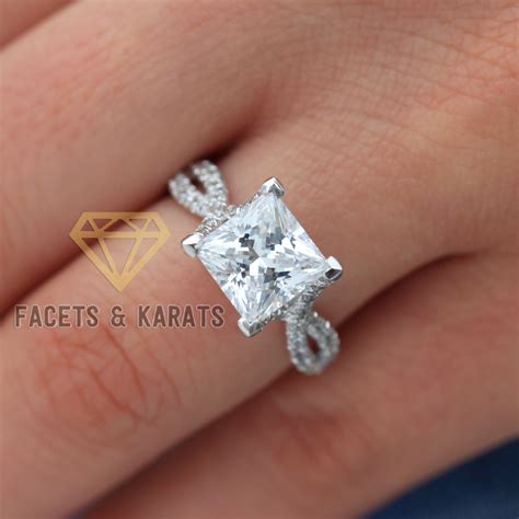 3 Carat Princess Cut Engagement Ring Twist Engagement Ring - Etsy