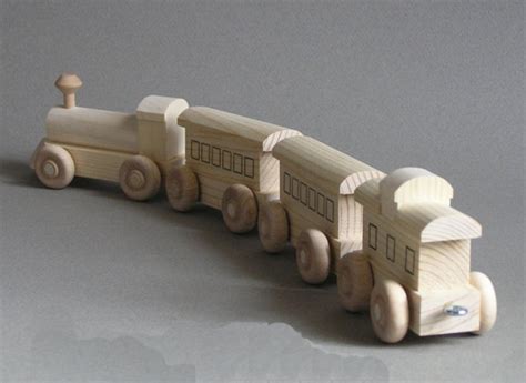 Wooden Toy Train. Natural Wood Passenger Train. - Etsy