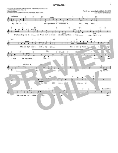 My Maria by Brooks & Dunn Sheet Music for Lead Sheet / Fake Book at ...