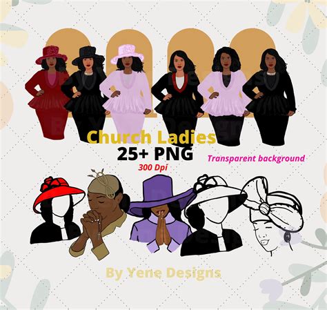 Hat Church Ladies Bundle, African American,black Women Png, Praying