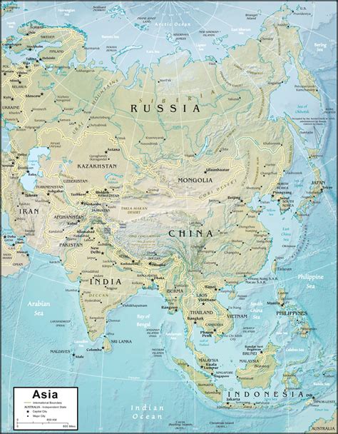 East Asia Physical Map Mountains