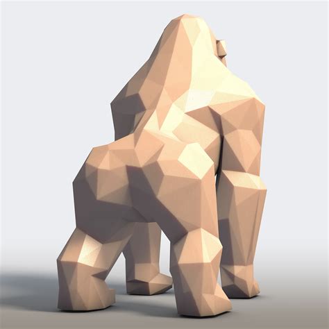 🦍 Gorilla Low Poly - Stylized 3D Printable Animal Model | Tabletop