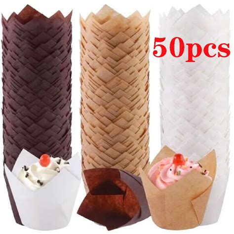 Бумажные чашки для маффинов, 50 шт | AliExpress