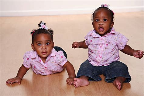 African American Newborn Babies Twins