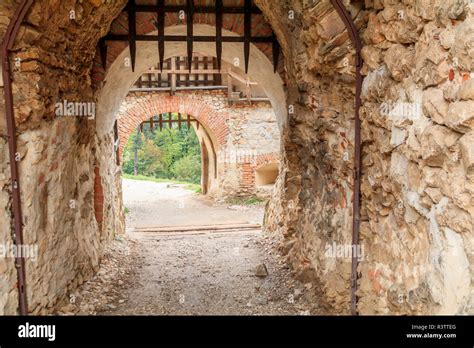 romania rasnov citadel arched entrance stock photo alamy