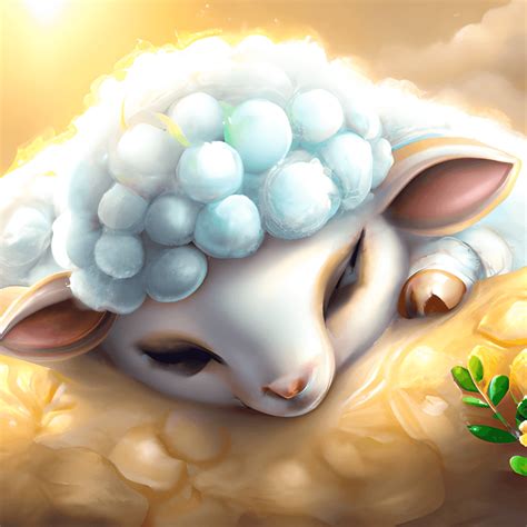 Cute Adorable Baby Sheep Sleeping Snuggled · Creative Fabrica