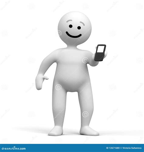 Abstract Funny Character with Phone Stock Illustration - Illustration