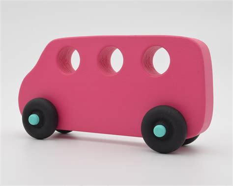 Wooden Toy Bus Pink Handcrafted & Hand Painted - Etsy