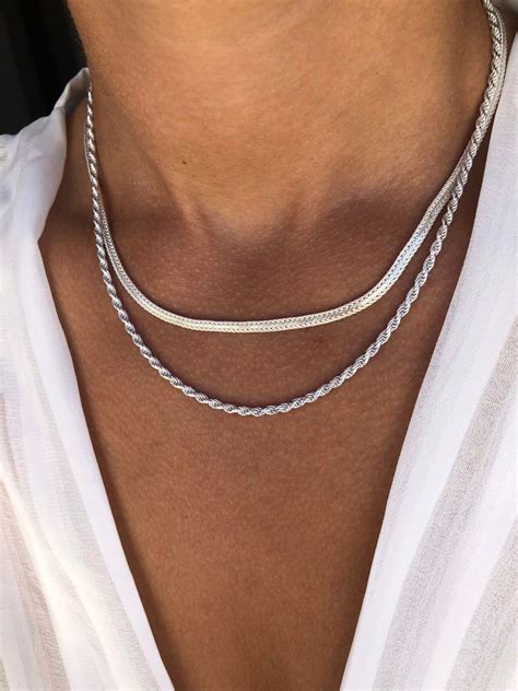 Silver necklace silver chain necklace layering necklace etsy – Artofit