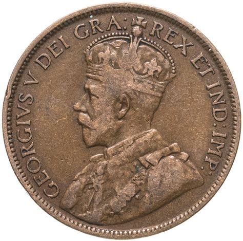 Монета Канада 1 цент 1918 стоимостью 616 руб.