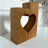 Oak Heart Silhouette Candle Holder by Golden Stag Woodwork - Small Market