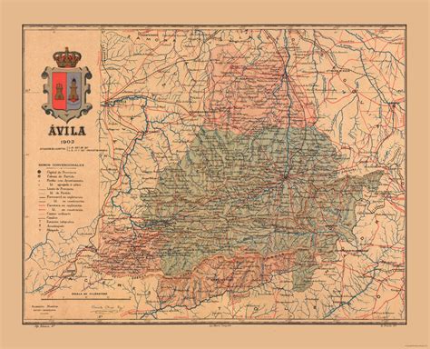 Historic Map - Avila Spain - Martine 1904 - Vintage Wall Art – Maps of