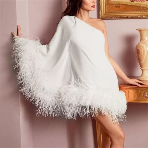 feather trim dresses