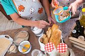 picture elderly caucasian woman process food preparation