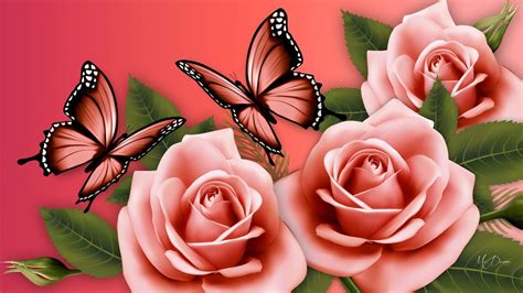 Rose Flowers and Butterflies Wallpapers - Top Free Rose Flowers and ...