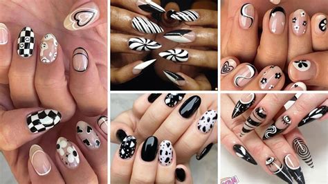 outstanding black  white nail designs
