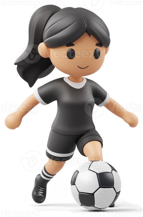 cartoon female soccer player  action  png