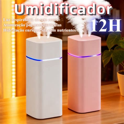 Umidificador De Ar Para Quarto - Umidificador De Ar Grande 12 Horas Com 2 Saídas De Ar E Led 3 Em 1 ...