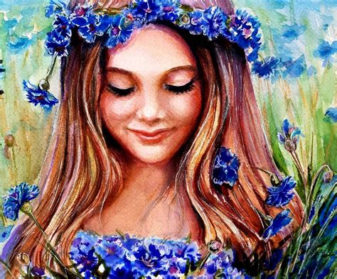 Cornflower Watercolor Original Painting Original Summer Wall - Etsy