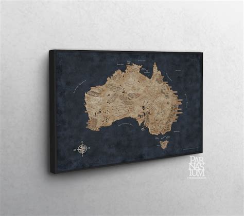 Canvas Map of Australia Fantasy Australia map on canvas | Etsy