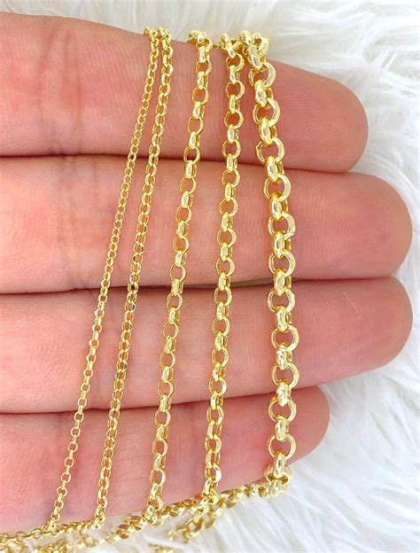 solid  gold rolo cable chain diamond cut genuine  gold rolo