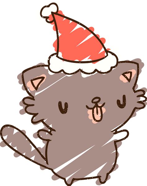 Christmas Cat Chalk Drawing 12213547 Vector Art at Vecteezy