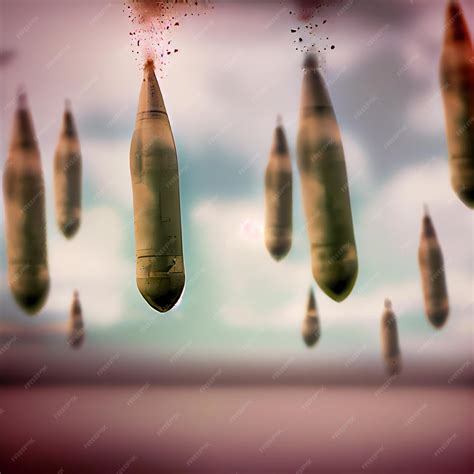 Falling exploding bombs air attack total destruction AI generated image