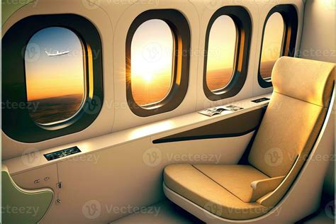 luxurious  class airplane seat  lots  windows visualization