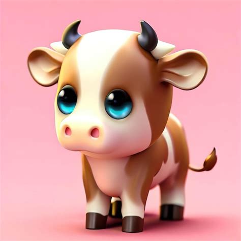 Premium Photo | A toy cow with blue eyes and blue eyes is on a pink ...