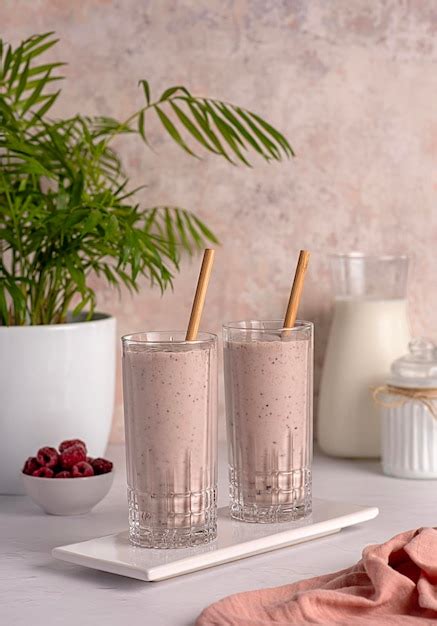 Premium Photo | Food photography of protein milkshake with berries