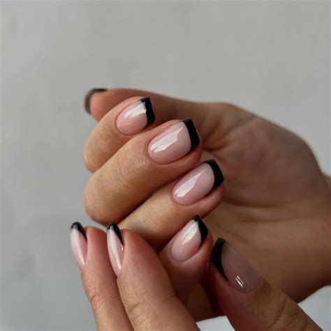 matte black french tip nails