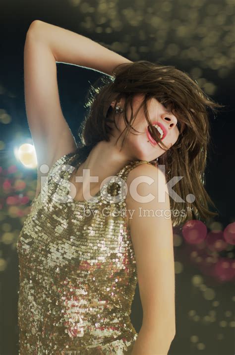 Disco Girl In Golden Sparkling Light Stock Photo – Royalty-Free Images ...