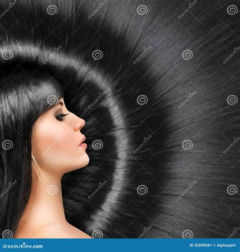 Long Shiny Hair of a Beautiful Brunette Stock Image - Image of