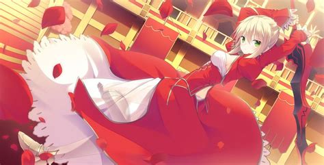 Обои на рабочий стол Saber / Сабер в красном с мечом из аниме Fate ...