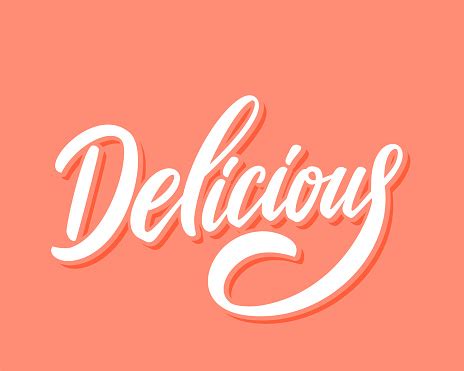 delicious delicious word vector handwritten lettering stock