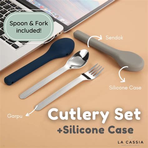 jual alat makan travel portable sendok garpu set stainless steel