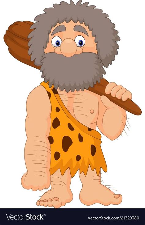 Cartoon caveman holding club vector image | Homem das cavernas, Desenho ...