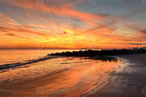 Coney Island Beach at Sunset. 16111015 Stock Photo at Vecteezy