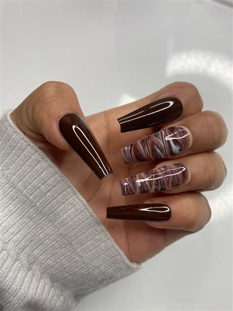 brown swirls press  nails etsy brown nails nail designs nail colors