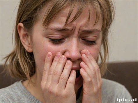 young woman overcome  emotion expressing deep sadness  distress