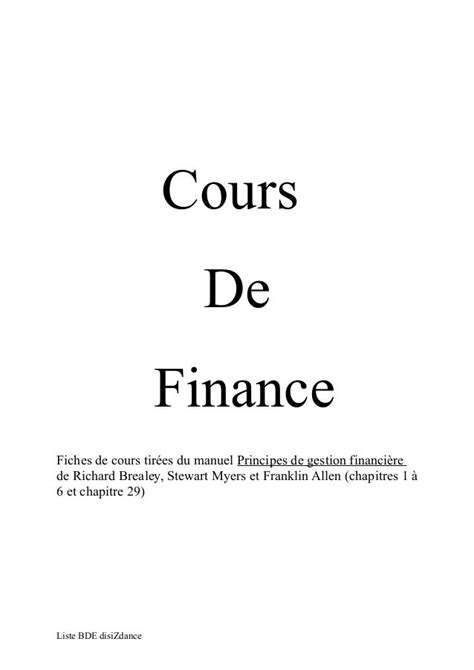 cours de finance