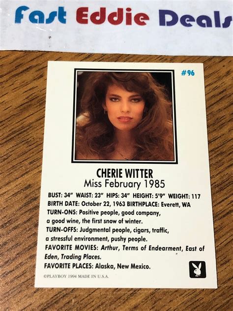 PLAYBOY 1994 CHERIE WITTER COLLECTOR CARD 96 MISS FEBRUARY 1985 NEAR