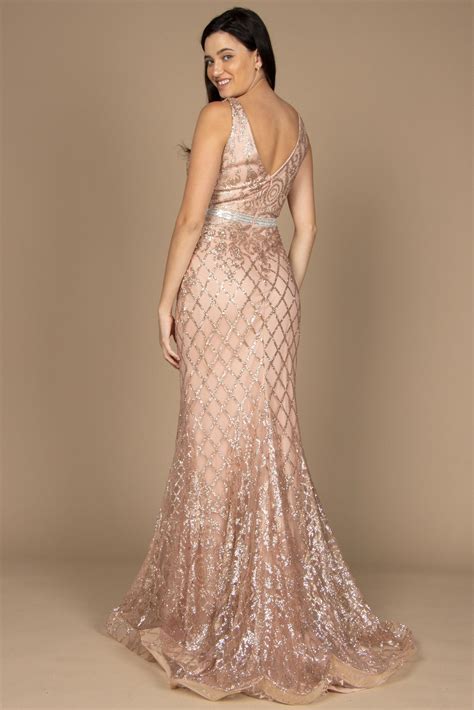Rose Gold Dylan & Davids Formal Mermaid Prom Evening Dress - Prom