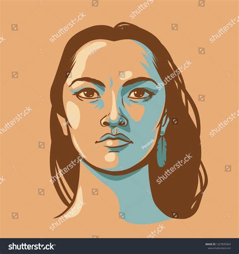 Native American Woman Long Hair Vector Stock Vector (Royalty Free ...
