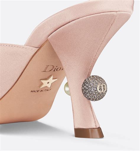 Dior Tribales Heeled Slide Nude Satin | DIOR