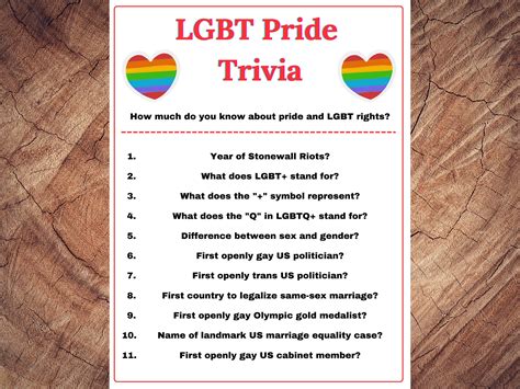 LGBT Pride Month Trivia Game LGBT Rights Quiz Pride Month - Etsy