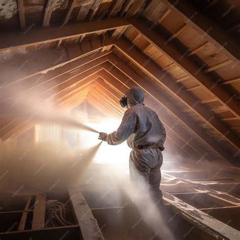 Man spraying foam insulation to insulate attic | Premium AI-generated image