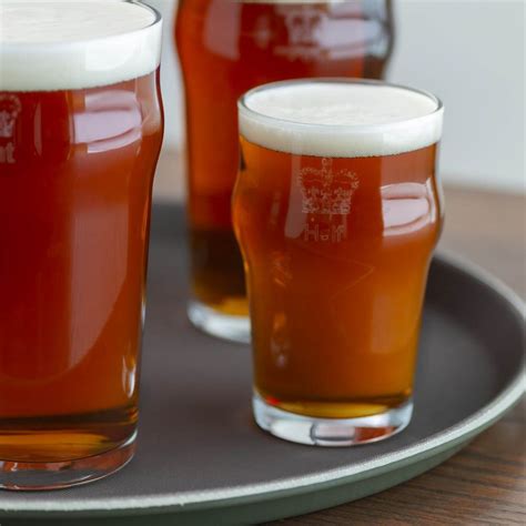 authentic british imperial  pint nonic beer glass  etched crown