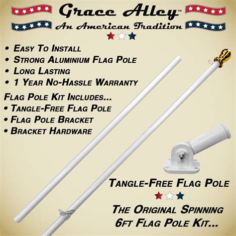 Flag Pole Kit: Outdoor Flag Pole Kit includes Tangle Free Spinning ...