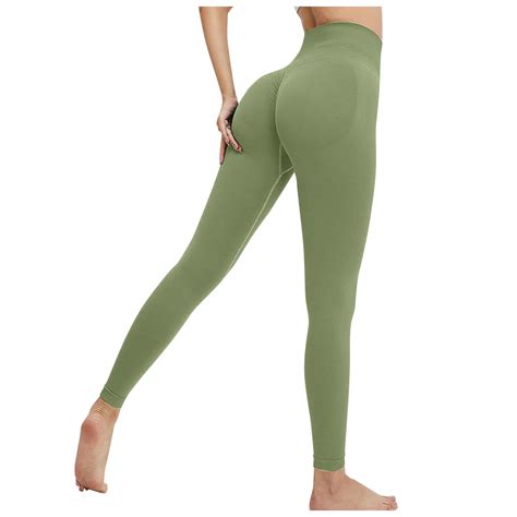 WEIYLL Yoga Pants for Women Seamless Peach Sports Tights Fitness Green